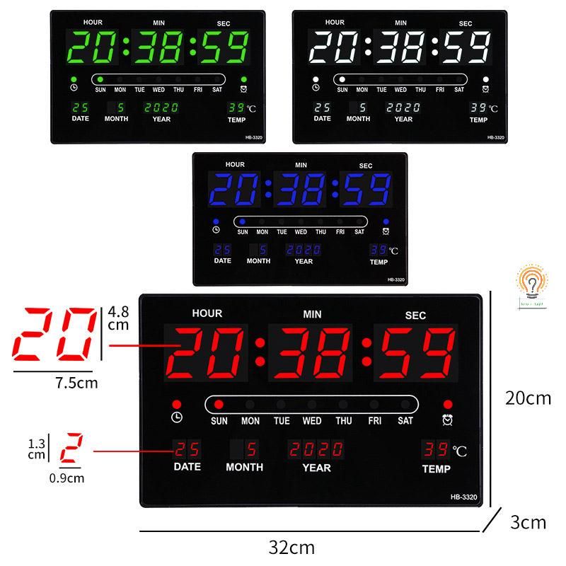 Jam Digital Dinding / Jam Digital Meja Clock LED Merah/ Biru/ Hijau JH 3222