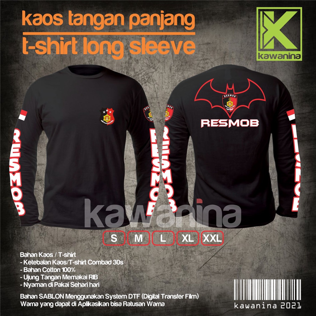 Kaos Resmob Lengan Panjang/Resmob/Reskrim/Jatanras/Polri