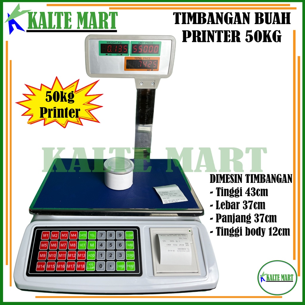 Timbangan Digital Printer 50kg Timbangan Buah Sayur 50Kg Printer Price Computing Scale Print 50kg