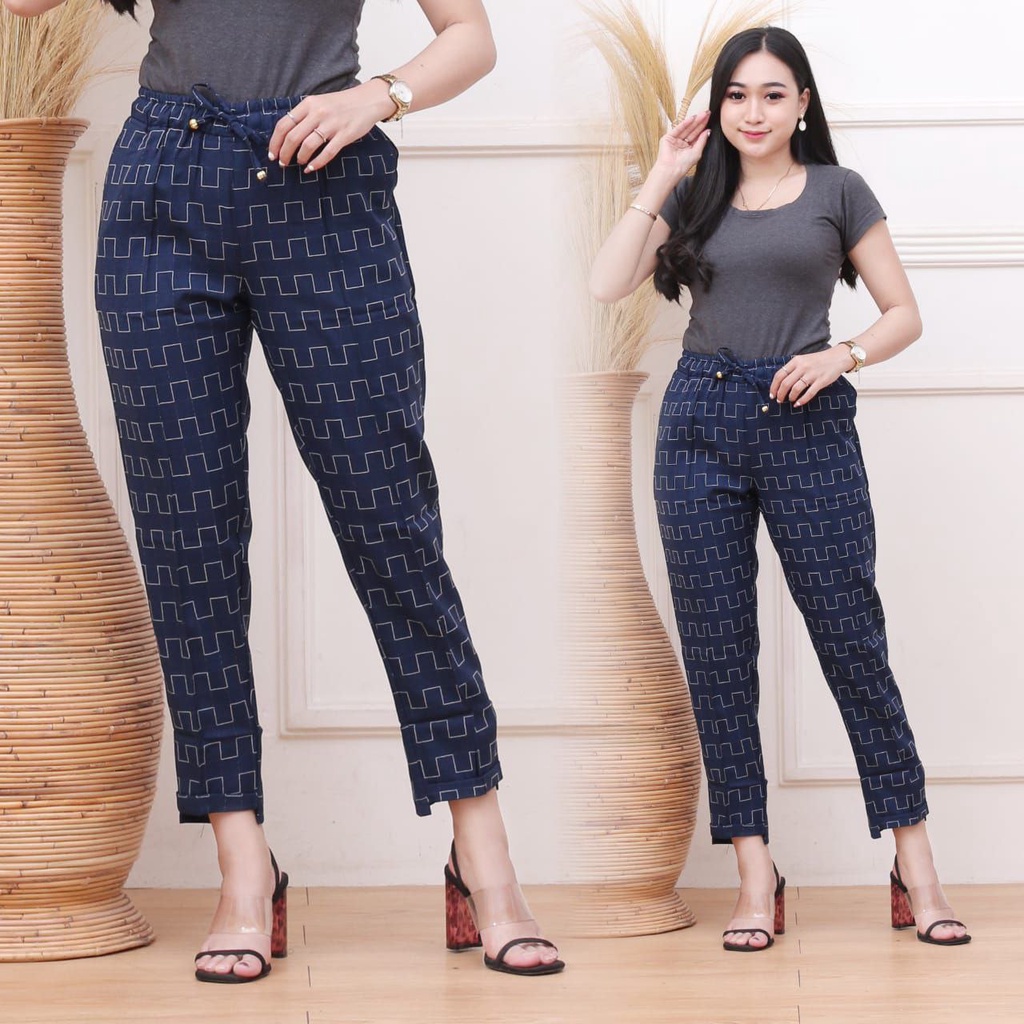 Luna Celana Wanita Baggy Pants Katun Rami Celana Panjang Kekinian Size M L XL