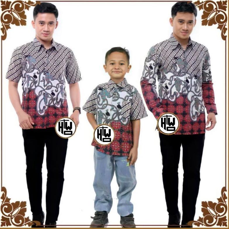 baju batik couple ayah dan anak kemeja dan hem pria lengan panjang pendek motif morena BISA COD BATI