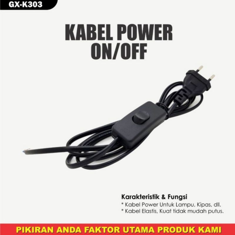 Kabel buntung saklar on off AC 220V Colokan EU Plug Switch Gantung Kipas Lampu led