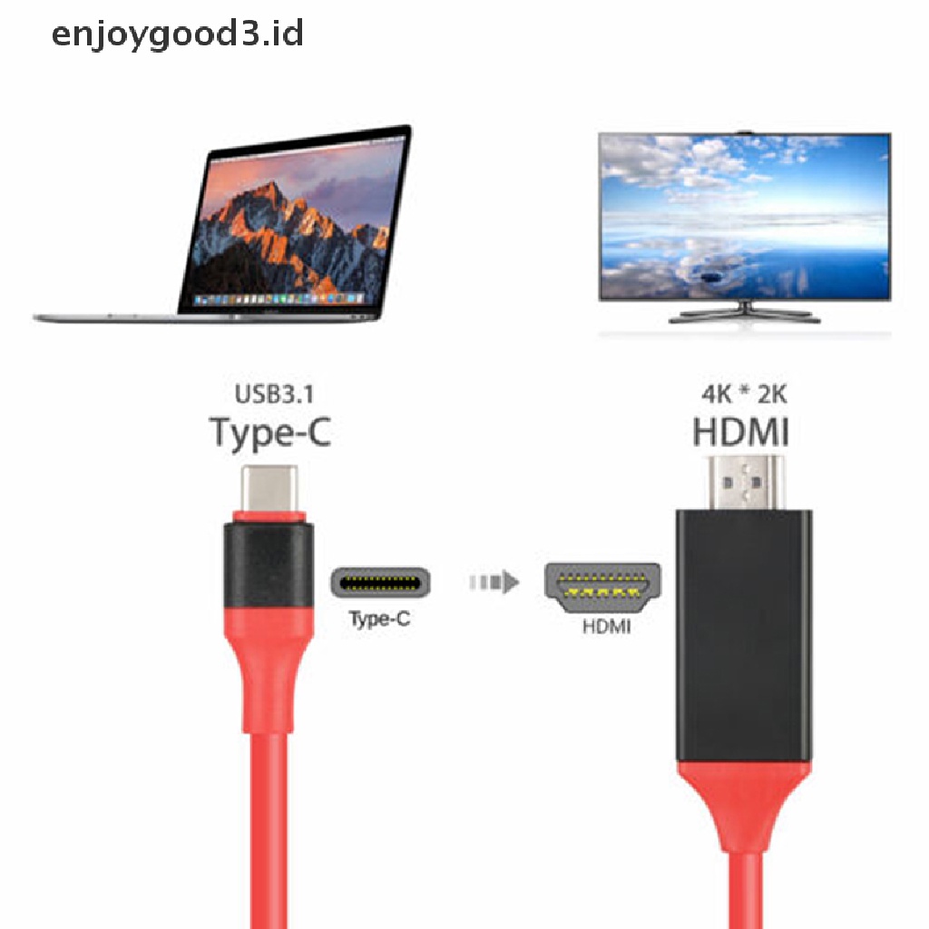 Kabel Video Usb 3.1 Tipe C Ke Hdmi Av Tv 4k Hd