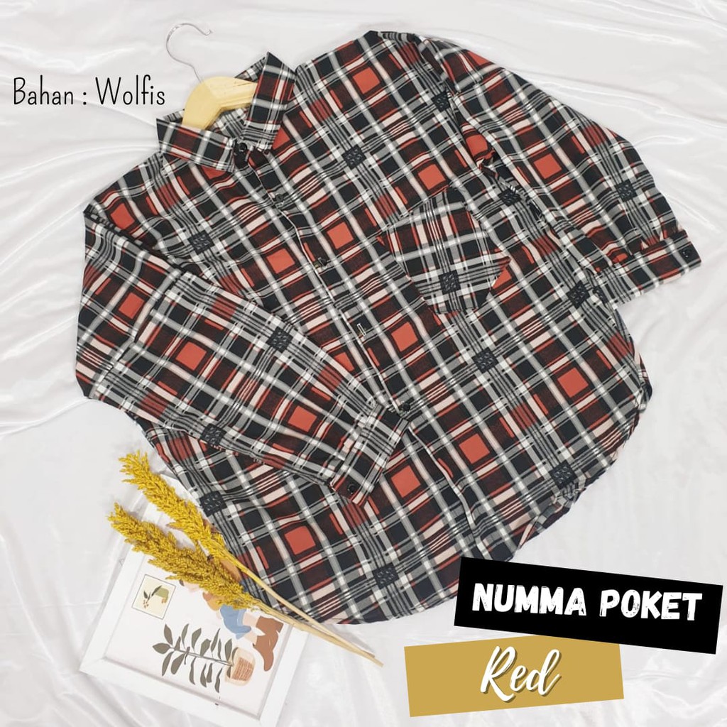 KEMEJA WANITA CASUAL POLOS BASIC AUDREY BASIC SHIRT KEMEJA LENGAN BALON POLOS, KEMEJA TANGAN BALON-KIMBERLY RED