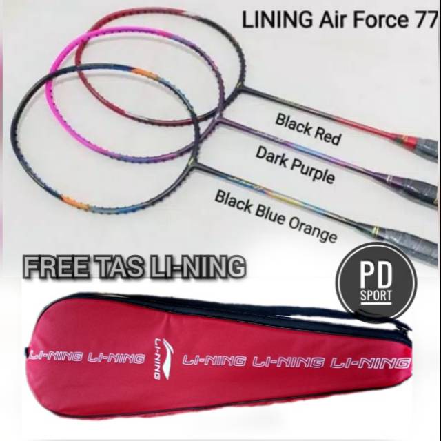 RAKET BADMINTON /BULUTANGKIS LINING AIR FORCE 77 RAKET BADMINTON ORIGINAL BONUS TAS