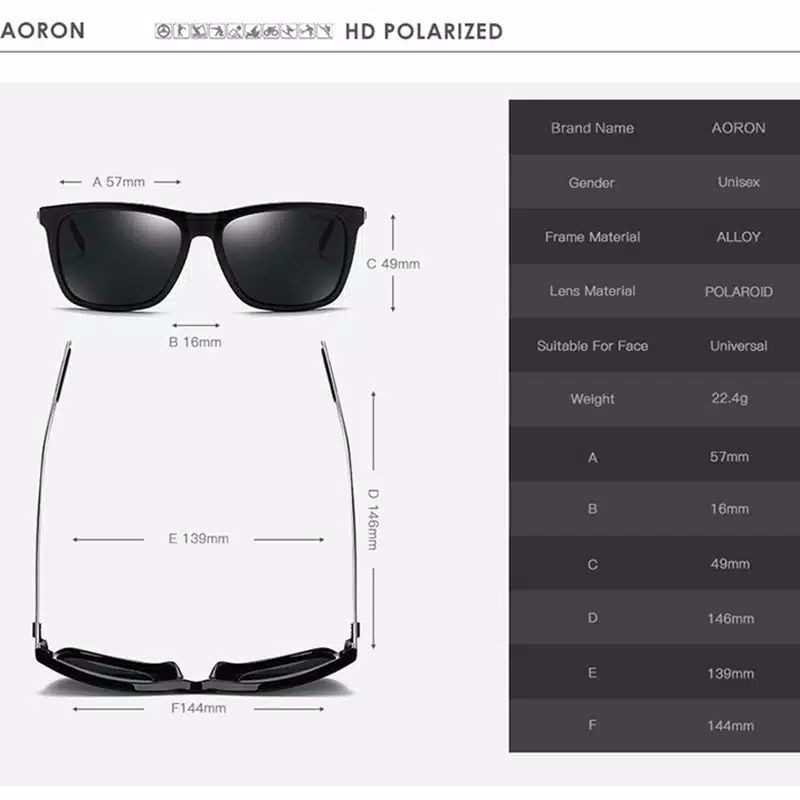 Kacamata Pria Wanita Anti UV 400 Original Aoron  P-387 Polarized Sunglass