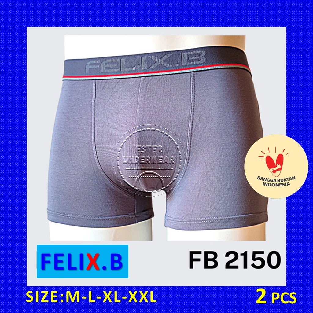 CELANA BOXER PRIA FELIX.B FB 2150 ISI 2 PCS | VISCOCSE SPANDEX