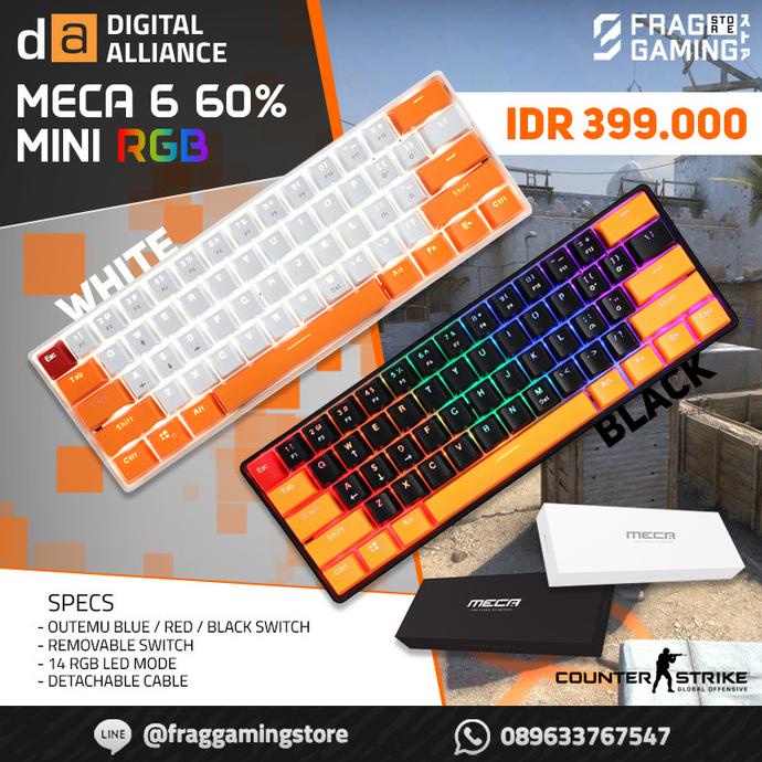 DIGITAL ALLIANCE DA MECA 6 / MECA6 RGB MINI GAMING MECHANICAL KEYBOARD - HITAM, BLUE SWITCH