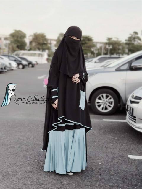 gamis syari dan khimar set syar'i Hafsah set by resvy_collection