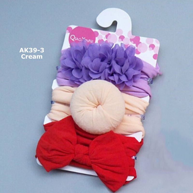 BANDANA BAYI ANAK PEREMPUAN 3in1 HEADBAND BABY BANDO MOTIF DONAT korea FASHION IMPORT AK39