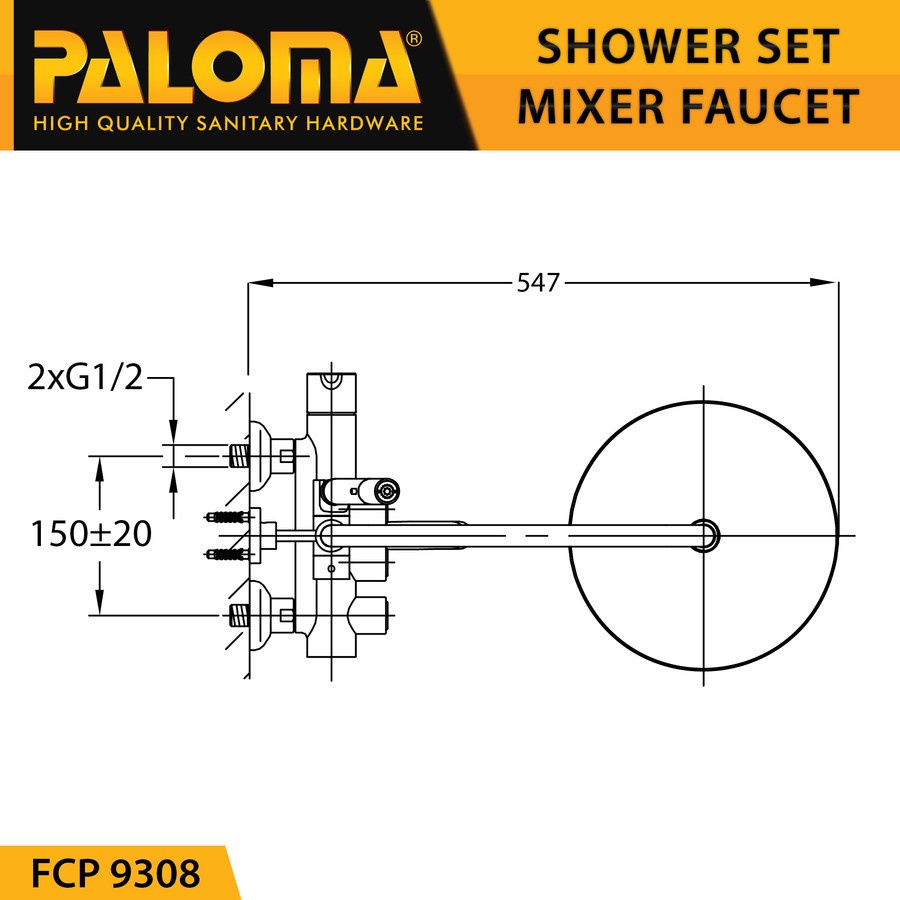 PALOMA FCP 9308 Shower Tiang Set Column Mandi Keran Kran Panas Dingin