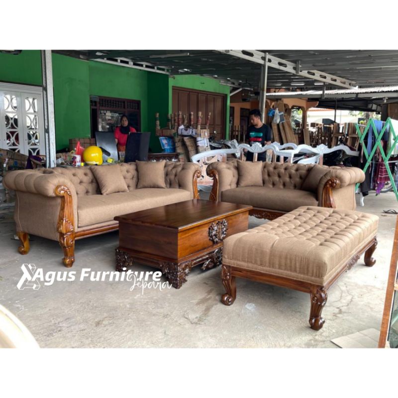 SET SOFA TAMU JATI KLASIK CESTERFIELD LUXURY (sofa mewah sofa tamu sofa klasik sofa keluarga)