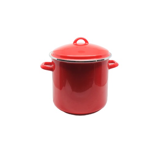 Kedaung Panci Dengan Tutup Enamel Merah / Red Stock Pot With Enamel Lid 7.57 L