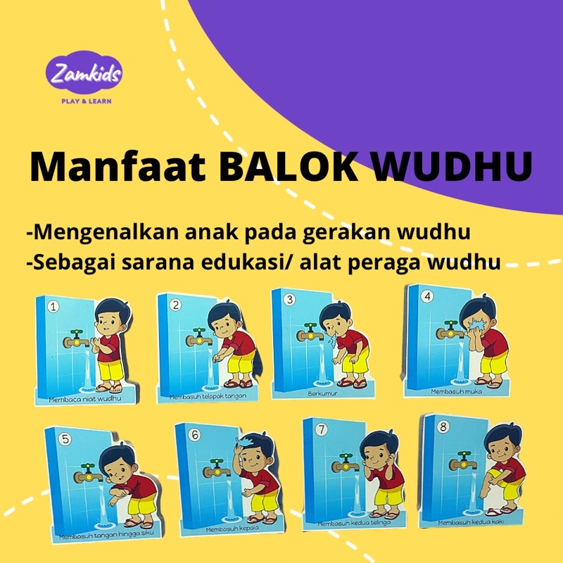 MAINAN BALOK KAYU EDUKASI ANAK BALITA WUDHU WUDU