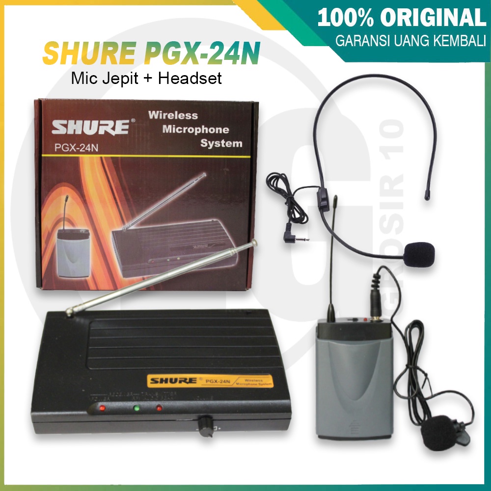 Mic Werles SHURE PGX-24 /24 Mik Bando & Jepit Ceramah Rapat Frequancy UHF