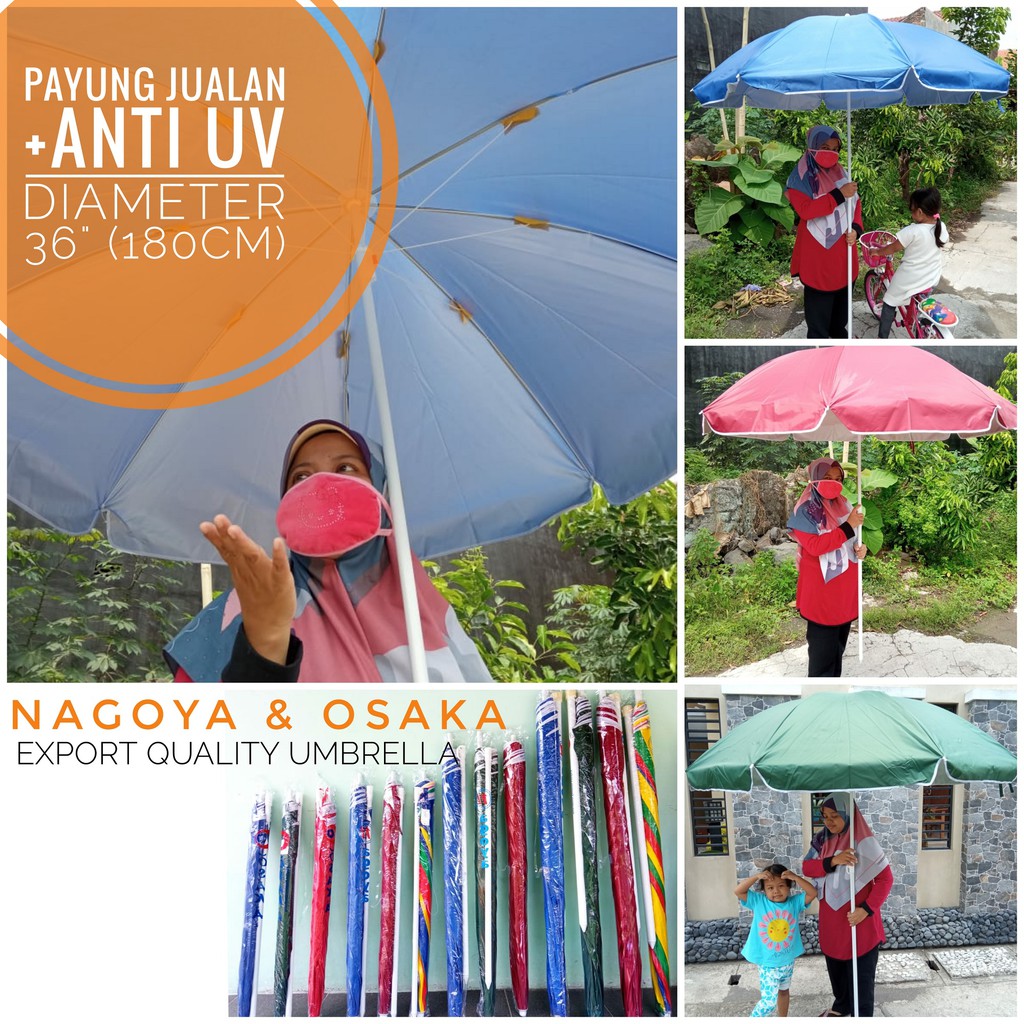 Payung Pantai Tenda Jualan Jumbo Anti UV 35''(170cm) 36''(180cm) Parasol Original Osaka/Nagoya