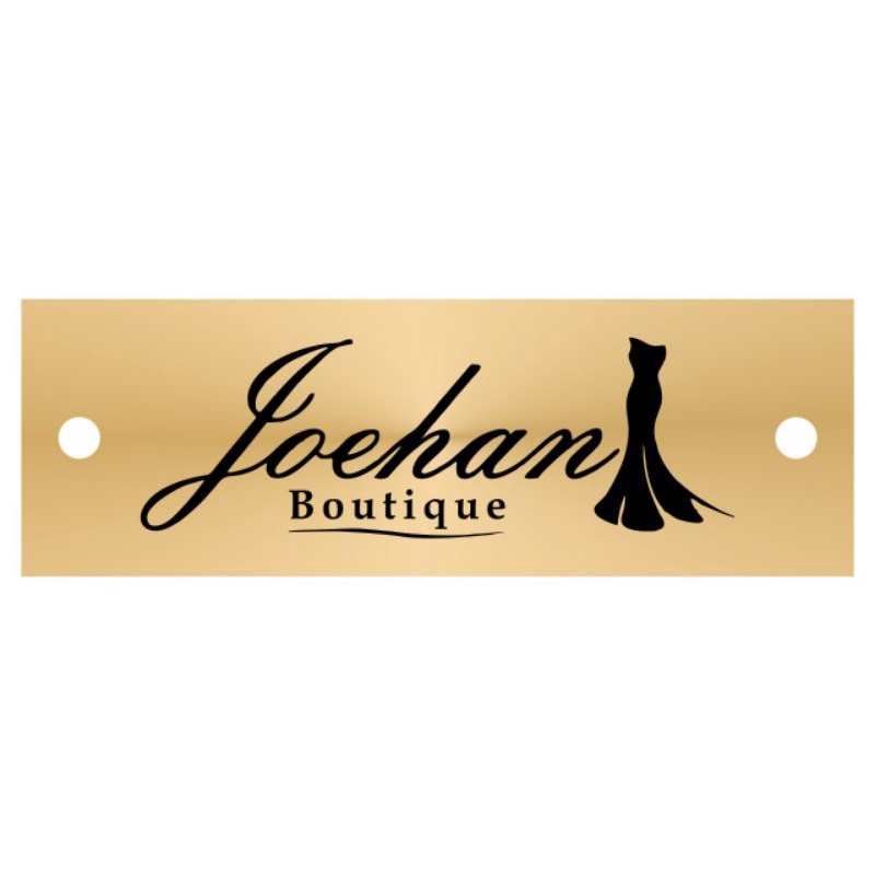 

label akrilik Joehan Boutique gold ukuran 1x3 cm 50 pcs