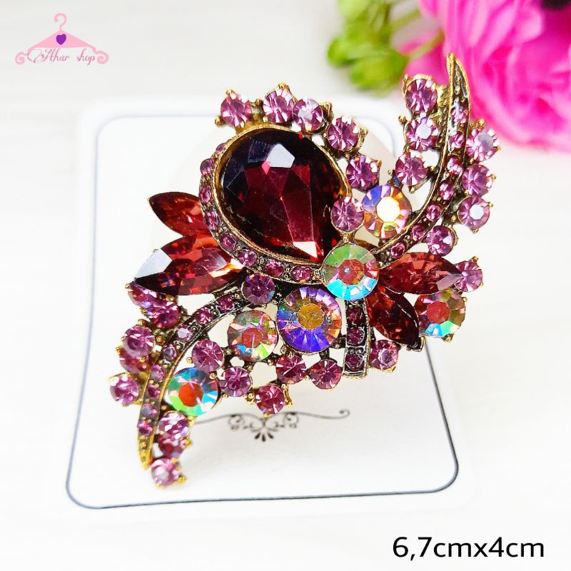 Athar shop|Bros batu kristal permata mewah berkilau import premium/bross pesta/pin Bros hijab jilbab