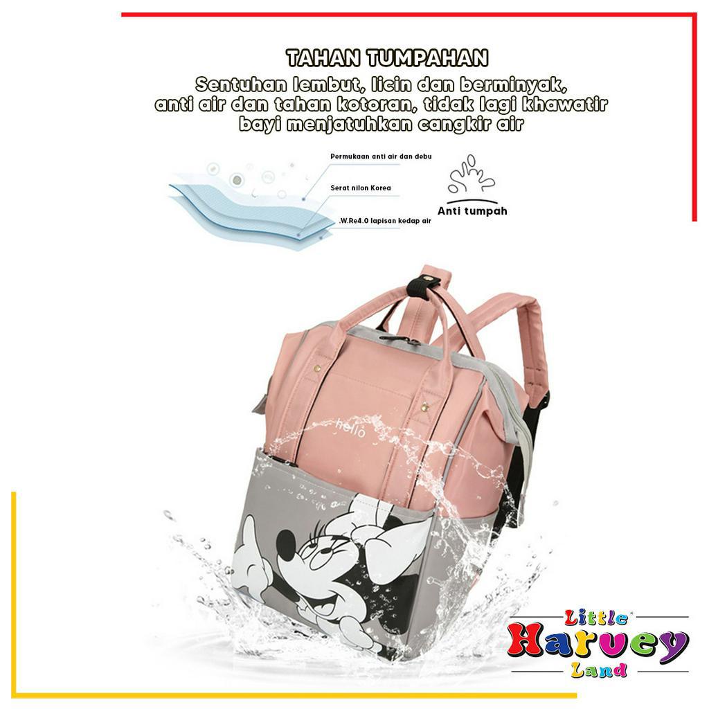 Tas Bayi Diaper Bag Baby Mickey Minnie Ransel Multifungsi Besar Perlengkapan Ibu Bayi Popok Botol Susu Asi Baju Celana Bayi Back Pack Annelo