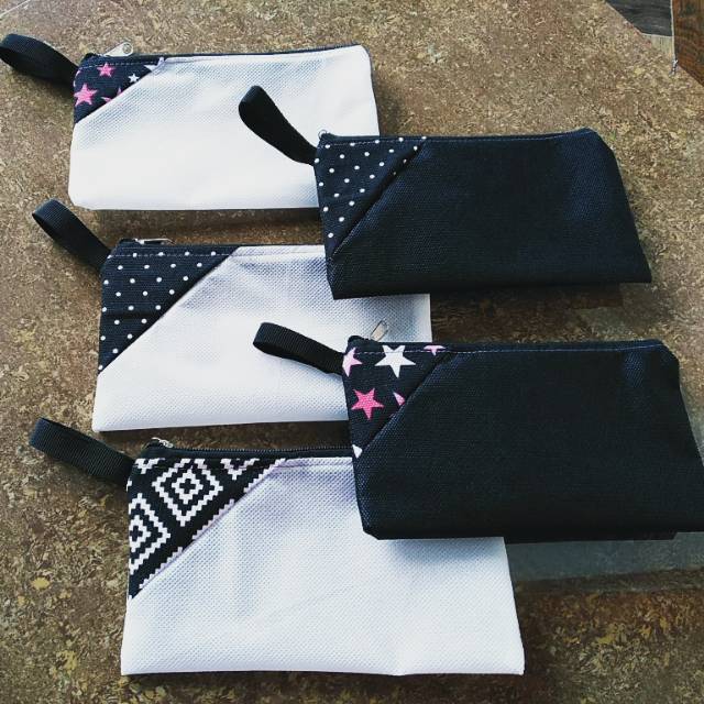 Grosir souvenir pernikahan dompet spundbond kombinasi kanvas murah