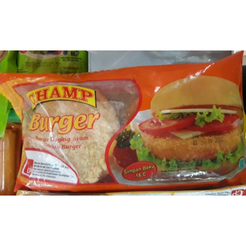 

Champ chicken burger daging ayam 315gram 6pcs