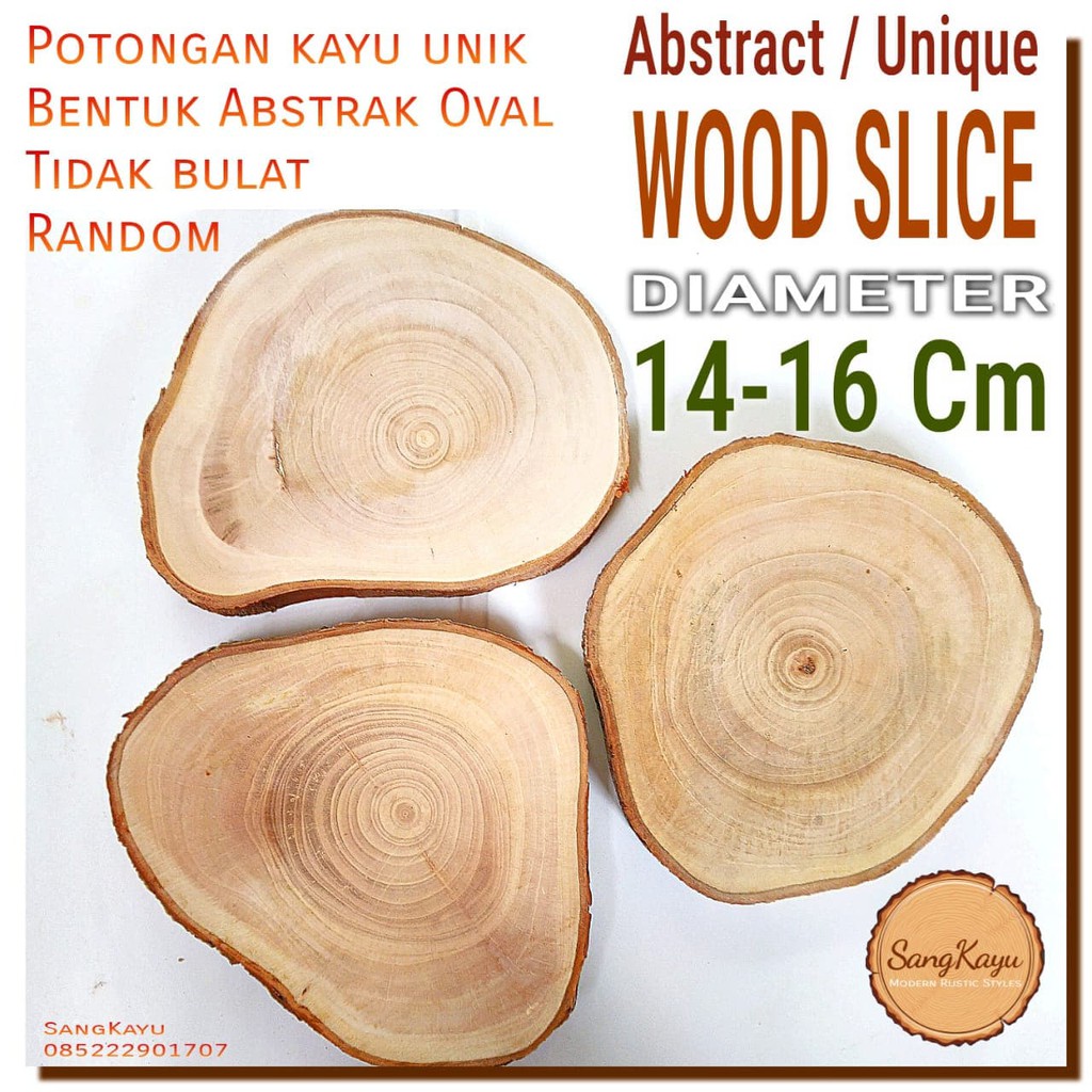 Abstract Wood Slice 14-16cm Potongan kayu unik abstrak nampan talenan