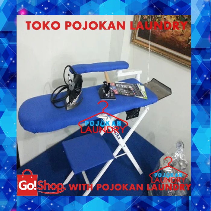 Meja Setrika Uap Laundry/Meja Gosok Laundry/Meja Setrika Uap dengan Dinamo Motor/Meja Lipat Gosok