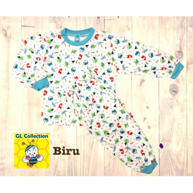 OBRAL!PIYAMA PANJANG OBLONG ANAK SIZE L (3-4TH) XL (5-6TH) MOTIF DINO 100%KATUN