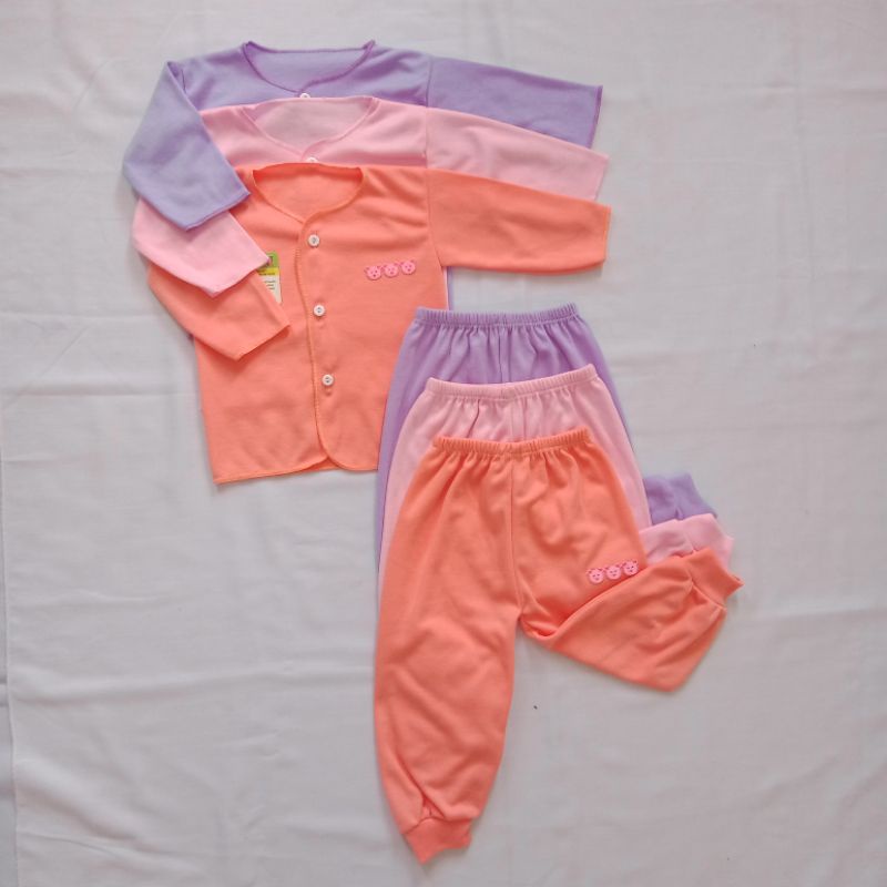 3 STEL BAJU CELANA BABY NEWBORN SERI WARNA PINK UNGU SALEM