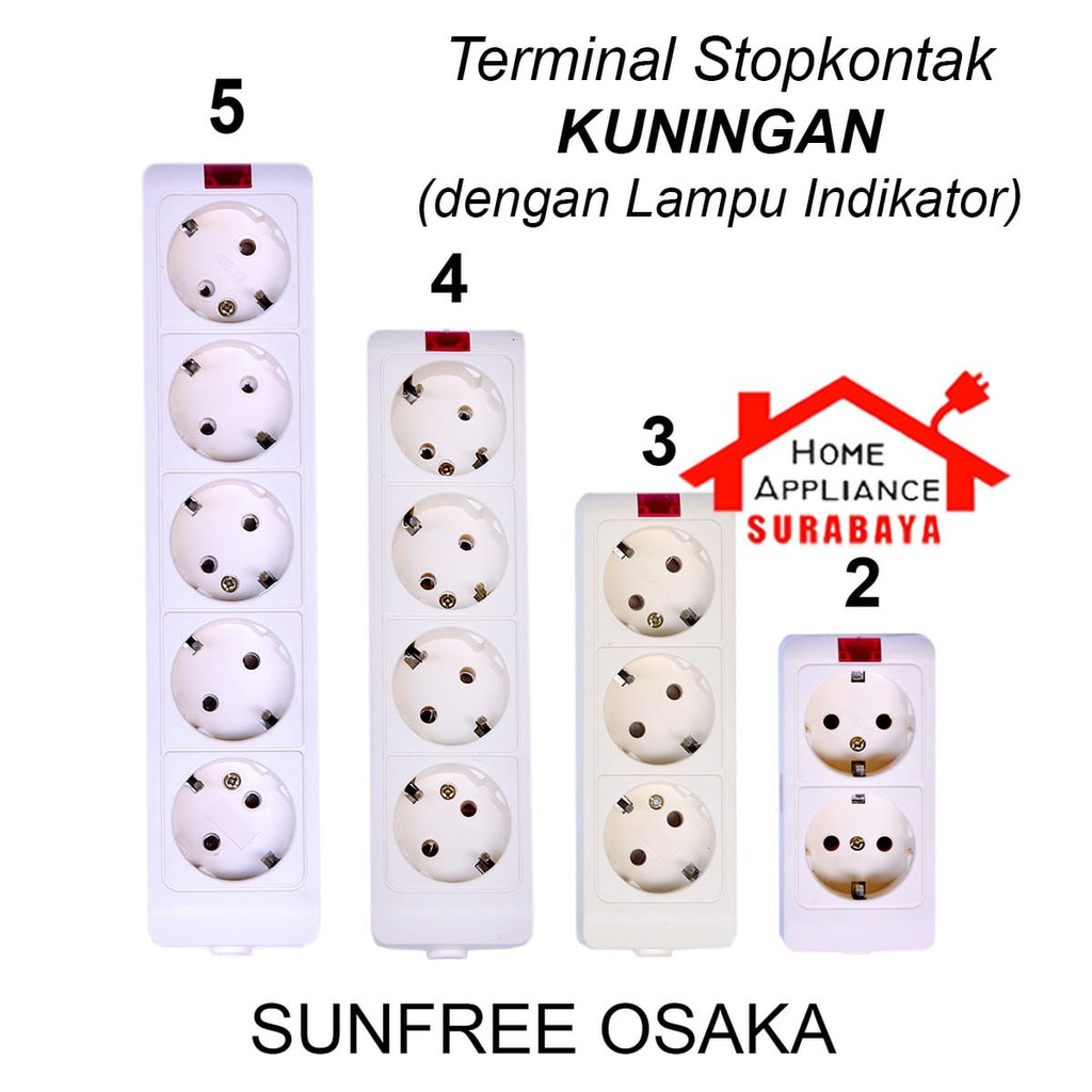 Terminal Stop Kontak Kuningan SNI 2 3 4 5 Lubang Sunfree Osaka 02 03 04 05