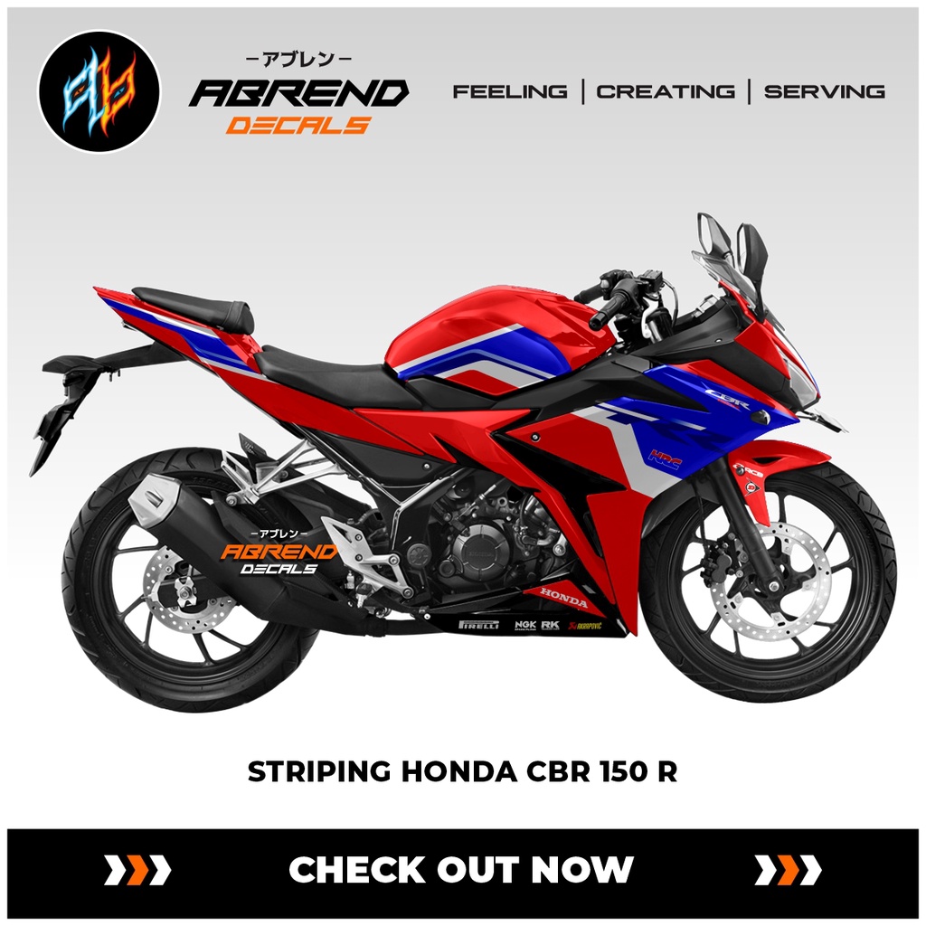 Striping Cbr 150R Facelift Hrc Tri Color / Stiker Motor Honda Cbr 150 R Desain Custom