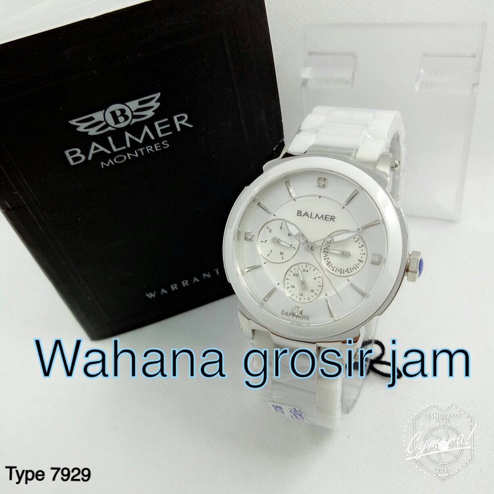 Order Langsung jam tangan wanita BALMER 7929 full keramik putih body silver Terlaris