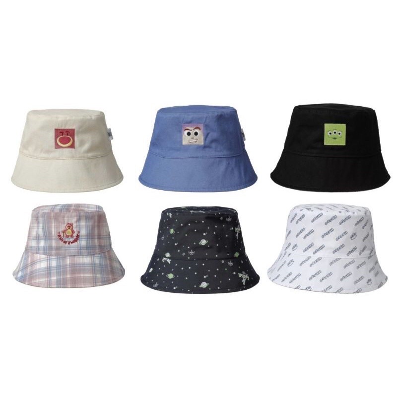 Miniso x Toy Story COLLECTION CONVERTIBLE DOUBLE SIDE BUCKET HAT BASEBALL CAP TOPI LOTSO ALIEN BUZZ
