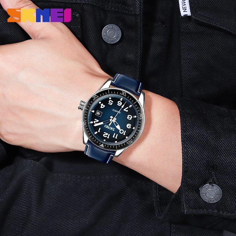 SKMEI 9232 Jam Tangan Pria Analog Tali Kulit Sport Watch WATCHKITE WKOS