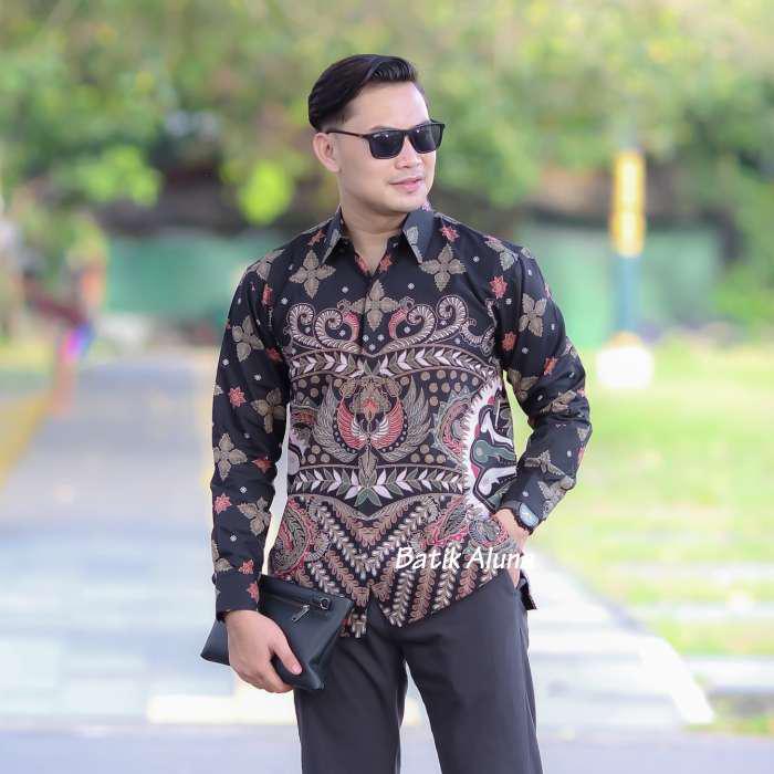 Baju Kemeja Batik Premium Slimfit Furing Lengan Panjang Pria Cowok Murah Batik Solo Aluna 086