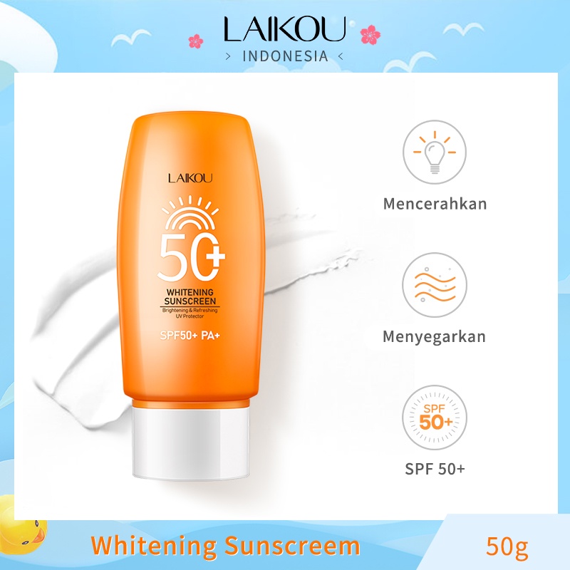 LAIKOU Sunscreen Memutihkan Badan Tubuh SPF50+ PA+++ Sunblock Anti Air Perlindungan UV Tahan Lama 50g