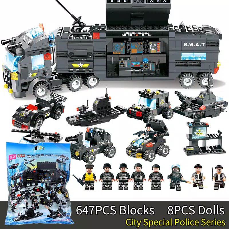 MAINAN LEGO BRICKS MOBIL POLISI BESAR 8 IN 1