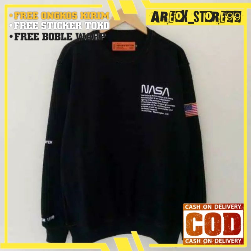 Sweater Crewneck Script Fleece Nasa USA Heron Preston Premium Distro