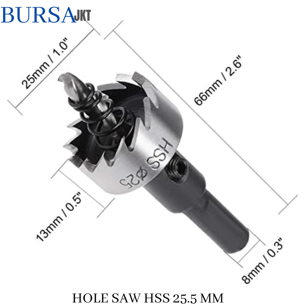 MATA BOR HOLE SAW STAINLESS STEEL PELUBANG BESI PLATE METAL DRILLING LOGAM 25.5 MM