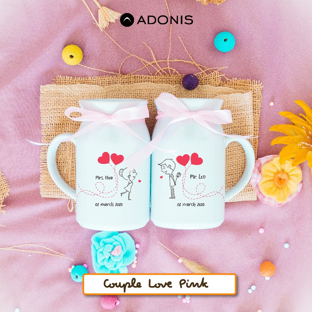 

MUG COUPLE SUSU UDAH DAPET SEPASANG + PITA LUCU CUSTOM NAMA, KATA2, UCAPAN SESUKAMU!