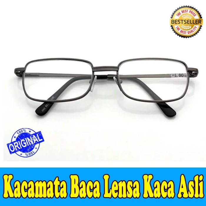 Kacamata Baca Plus Lensa Kaca Asli Pria Wanita New
