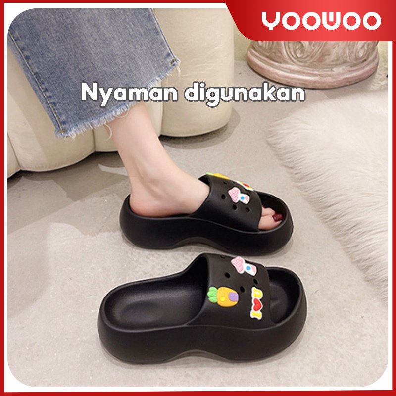 sandal slop wanita/Sandal Fuji/ Motif Bear Import/Sandal Wesges wanita Platfrom Tebal terbaru/Sandal baim