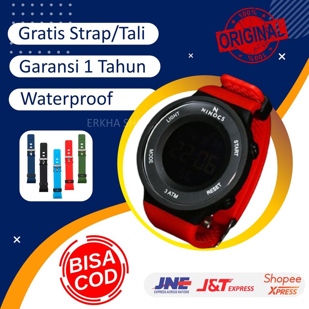 Jam Tangan Sport Digital Pria Wanita Ninocs Original Garansi 1 Tahun Bisa COD