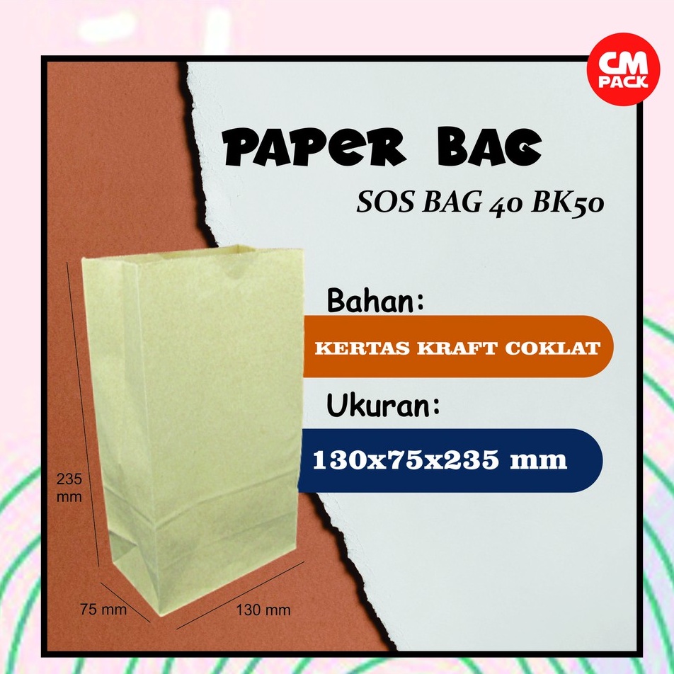 

PAPERBAG SOS BAG40 BK50 (1 PACK ISI 100 PCS)