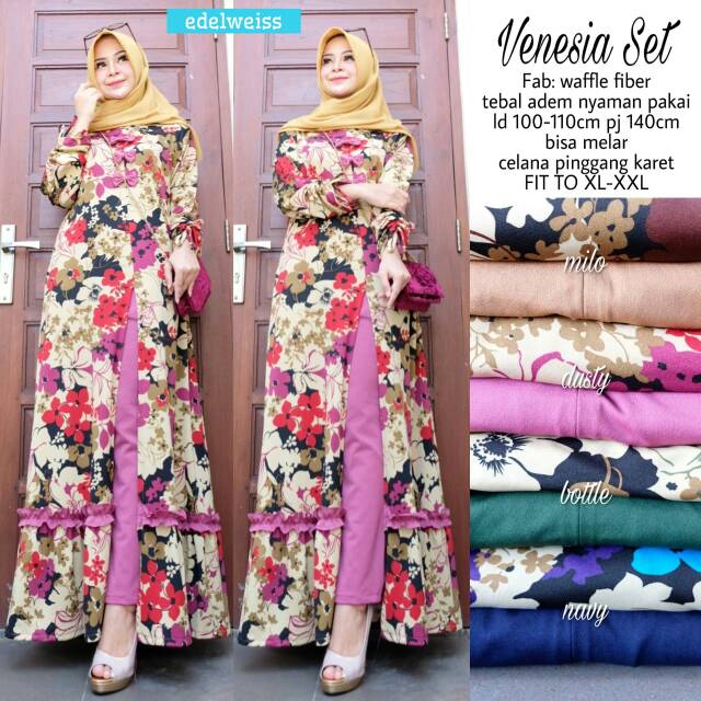 Venesia Set Ori By Edelweiss | Gamis Syari | Gamis Kekinian | Gamis Busui | Maxy Dress