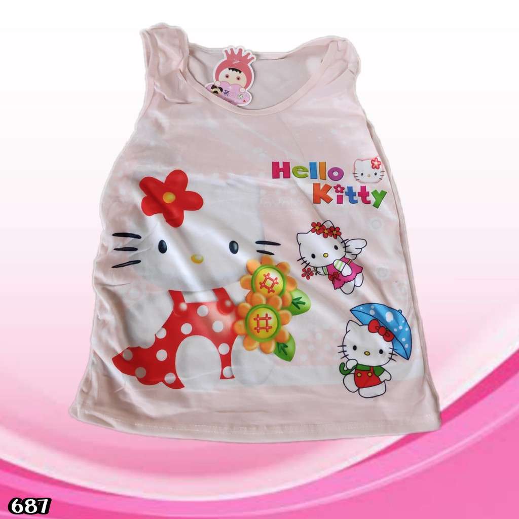 K687 - SINGLET TANKTOP ANAK WANITA MOTIF HELLO KITTY HARGA PER 1 PCS