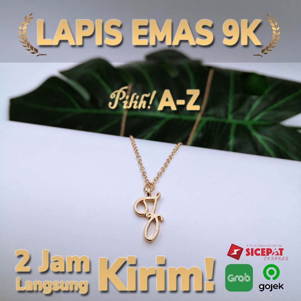 Kalung Huruf Inisial A-Z Lapis Emas 18K Kalung Fashion K IMN111-Z--M74