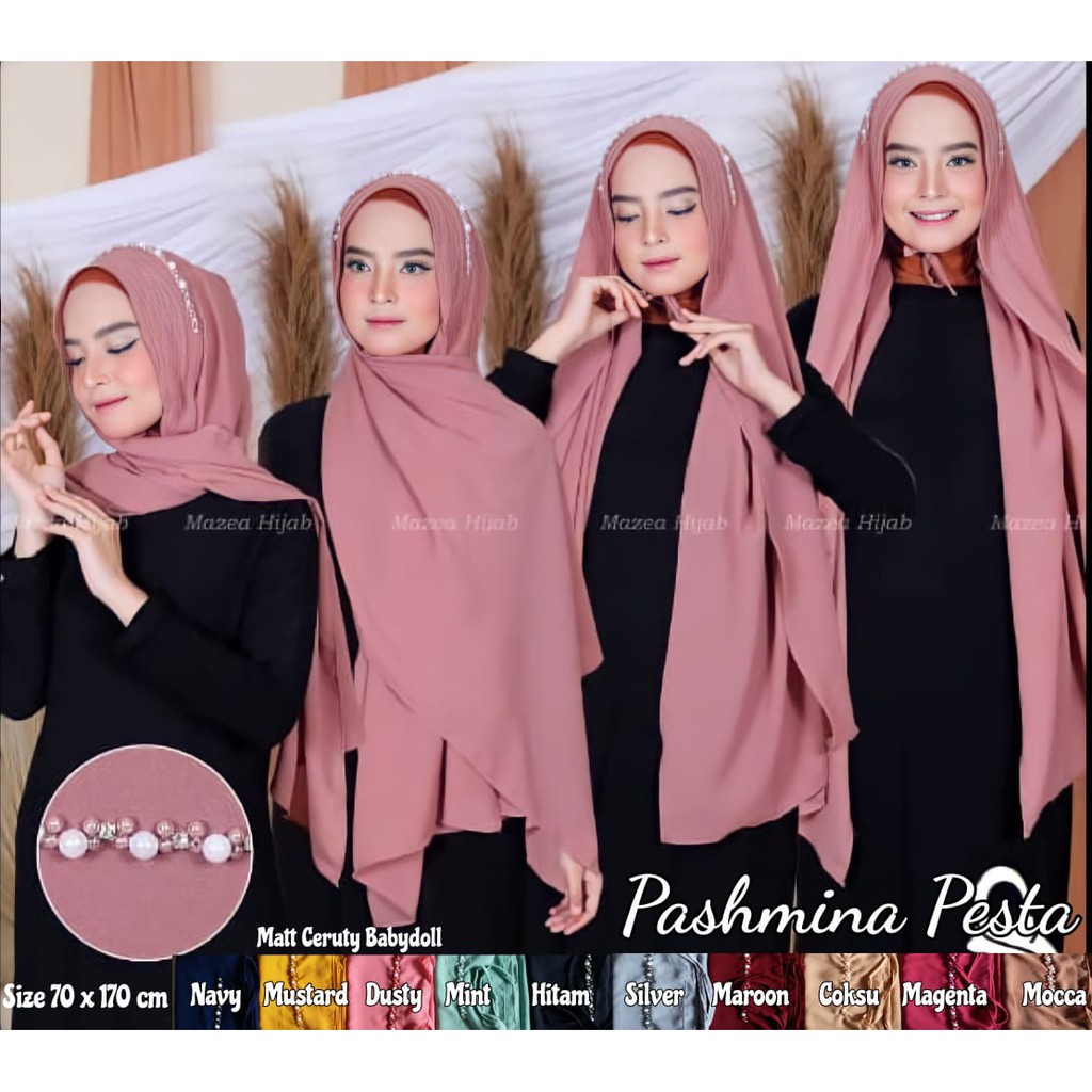 PASHMINA TALI PESTA PERMATA ORI ELNIDA