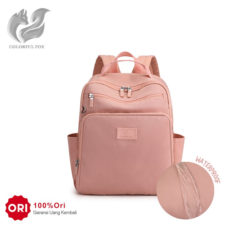 Tas Ransel Wanita COLORFUL FOX 0423 Backpack Wanita Remaja Tas Anti Air WATCHKITE WKOS