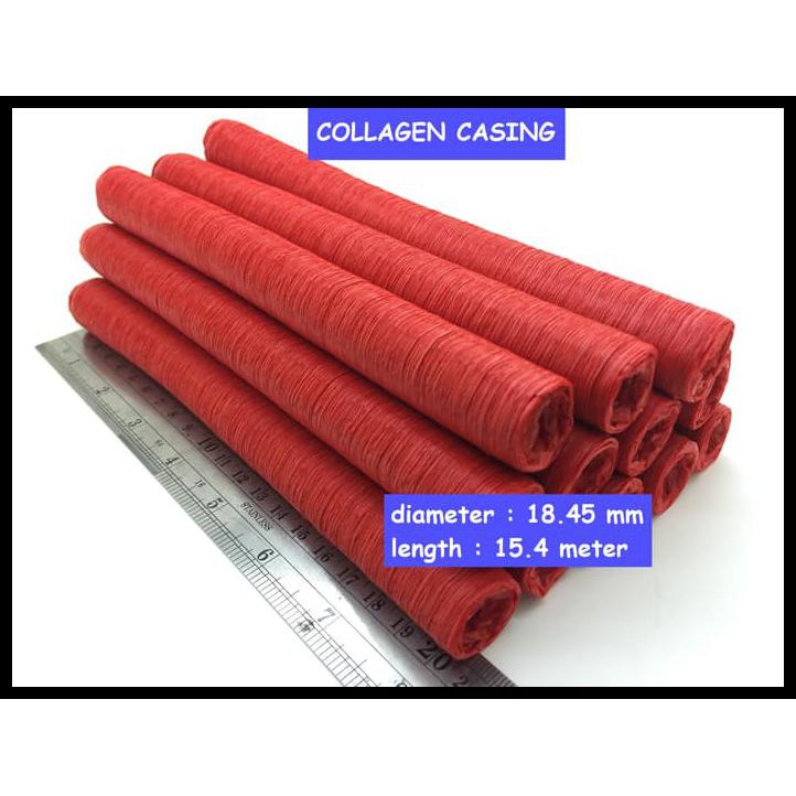 

Termurah Casing Sosis/Kulit Sosis Kolagen Panjang 15.4m Diameter 18.45mm HALAL